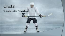  Presentation with hockey puck - Slide set enhanced with ice hockey player background and a light blue colored foreground