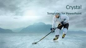  Presentation with team player - Cool new PPT layouts with ice hockey player backdrop and a light blue colored foreground