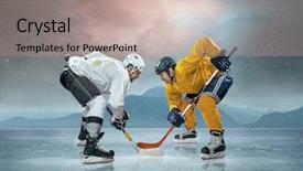  Presentation with ice hockey - Cool new theme with winter sports - ice hockey player backdrop and a coral colored foreground