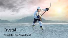  Presentation with team player - Cool new presentation theme with ice hockey player backdrop and a light blue colored foreground