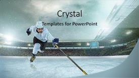  Presentation with winter ice - Slide deck having ice hockey player background and a light blue colored foreground