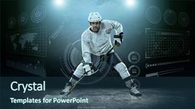  Presentation with hockey - Audience pleasing slide set consisting of ice hockey player on the ice around modern light backdrop and a ocean colored foreground