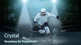  Presentation with hockey - PPT theme featuring ice hockey player background and a ocean colored foreground