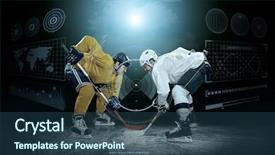  Presentation with ice hockey - Slide deck consisting of ice hockey player on the ice around modern light background and a ocean colored foreground