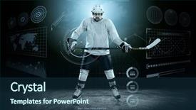  Presentation with hockey - Beautiful slide deck featuring ice hockey player on the ice around modern light backdrop and a ocean colored foreground