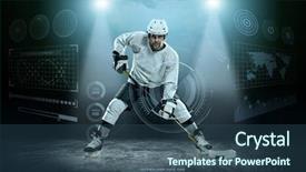  Presentation with ice hockey - Slide set consisting of ice hockey player on the ice around modern light background and a ocean colored foreground