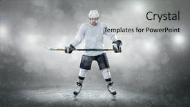  Presentation with puck - Presentation consisting of ice hockey player background and a light gray colored foreground
