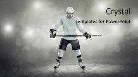  Presentation with hockey puck - Colorful presentation enhanced with ice hockey player backdrop and a light gray colored foreground