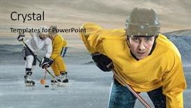  Presentation with ice hockey - Amazing theme having ice hockey player backdrop and a  colored foreground