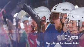 Presentation with ice break - PPT layouts with ice hockey players group background and a ocean colored foreground