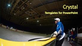  Presentation with ice hockey - Amazing presentation design having ice hockey players group of team friends waiting on bench to start game backdrop and a wine colored foreground