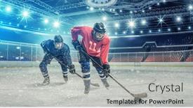  Presentation with ice hockey - Beautiful presentation theme featuring ice hockey players in action backdrop and a light gray colored foreground