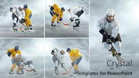  Presentation with ice hockey - PPT theme consisting of ice-hockey-players-in-dynamic background and a light gray colored foreground