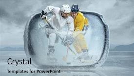  Presentation with hockey - Beautiful PPT layouts featuring ice hockey players in the ice backdrop and a light blue colored foreground