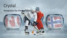  Presentation with ice hockey - Presentation design featuring ice hockey players background and a light blue colored foreground