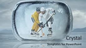  Presentation with hockey - Audience pleasing slide deck consisting of ice hockey players backdrop and a light blue colored foreground