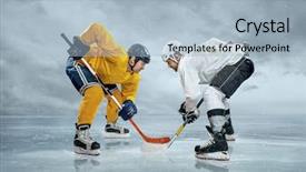  Presentation with ice hockey - Presentation design consisting of ice hockey players background and a light blue colored foreground