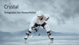  Presentation with ice hockey - Presentation design featuring ice hockey players background and a light blue colored foreground