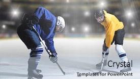  Presentation with ice hockey - Presentation featuring ice hockey sport players comptetition background and a light blue colored foreground
