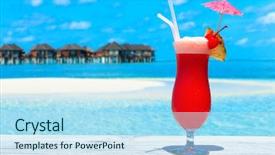  Presentation with cocktail - Amazing slides having ice hotel - cocktail with blur beach backdrop and a sky blue colored foreground