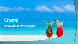  Presentation with blur - Presentation theme having ice hotel - cocktail with blur beach background and a teal colored foreground