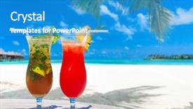  Presentation with blur - Presentation enhanced with ice hotel - cocktail with blur beach background and a teal colored foreground