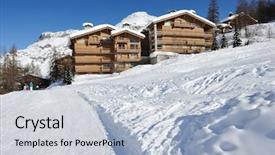  Presentation with mountain luxury resort - Amazing slide deck having ice hotel - mountain ski resort with snow backdrop and a lemonade colored foreground