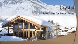  Presentation with ice mountain - Audience pleasing presentation theme consisting of ice hotel - mountain ski resort with snow backdrop and a light blue colored foreground