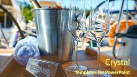  Presentation with luxury yacht - Presentation theme featuring ice hotel - romantic luxury evening on cruise background and a tawny brown colored foreground