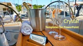  Presentation with luxury yacht - Presentation design having ice hotel - romantic luxury evening on cruise background and a tawny brown colored foreground