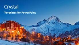  Presentation with hotel resort - Beautiful slides featuring ice hotel - ski resort in alps backdrop and a ocean colored foreground