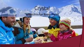  Presentation with winter ice - Slide set enhanced with ice hotel - winter ski - skiers enjoying background and a light blue colored foreground