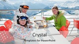  Presentation with ski trip - Audience pleasing slides consisting of ice hotel - winter ski - skiers enjoying backdrop and a light gray colored foreground
