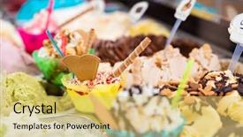  Presentation with ice cream cones - PPT theme featuring an ice cream parlor background and a yellow colored foreground