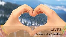  Presentation with hands heart - Slide set enhanced with ice innovation - woman holds hands background and a  colored foreground