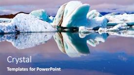  Presentation with ice blue - Amazing slide deck having ice-is-covered-in-volcanic backdrop and a ocean colored foreground
