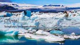  Presentation with ice blue - Theme enhanced with ice-is-covered-in-volcanic background and a light blue colored foreground