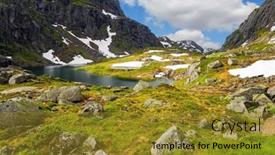  Presentation with lake ice - Slides having ice-lake-surrounded-by-green background and a gold colored foreground