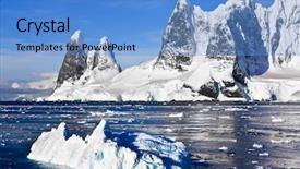  Presentation with ice blue - Beautiful presentation theme featuring ice melting - beautiful snow-capped mountains backdrop and a teal colored foreground