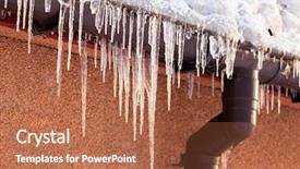  Presentation with house roof and roofing business - Presentation with ice melting - winter icicles hanging from eaves background and a red colored foreground