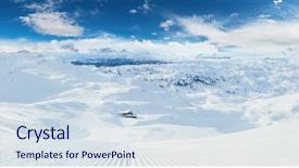 Presentation with ice mountain - PPT theme consisting of ice mountain - beautiful panoramic winter landscape background and a sky blue colored foreground
