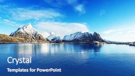  Presentation with mountain snow - Cool new slides with ice mountain - snow in reine village lofoten backdrop and a ocean colored foreground