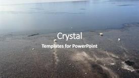  Presentation with winter ice - Audience pleasing PPT theme consisting of ice on river natural winter backdrop and a  colored foreground