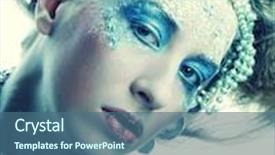  Presentation with winter ice - Presentation design with ice-princess christmas winter fairy woman background and a ocean colored foreground