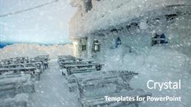  Presentation with blizzard - PPT layouts consisting of house covered snow winter scene background and a seafoam green colored foreground