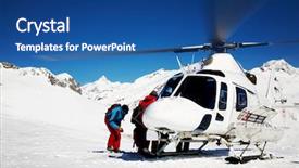  Presentation with mont blanc - Amazing presentation design having heli skiing helicopter mont blanc backdrop and a ocean colored foreground