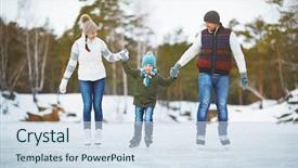  Presentation with ice rink - PPT theme with ice rink - family at leisure background and a sky blue colored foreground