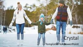  Presentation with family planning medical - Colorful PPT theme enhanced with ice rink - joyful family of skaters backdrop and a light blue colored foreground