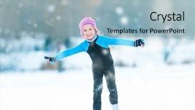  Presentation with ice rink - Beautiful presentation theme featuring ice rink - pretty cheerful little girl backdrop and a light blue colored foreground
