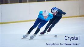  Presentation with athletes - PPT layouts with ice rink - speed skating sport with young background and a light blue colored foreground